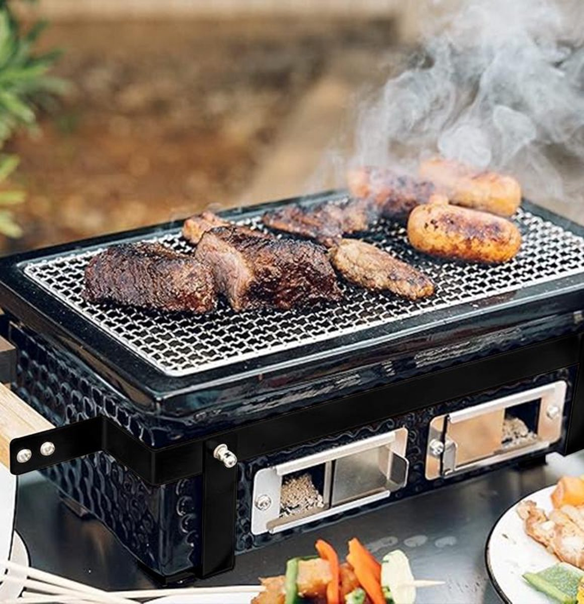 Keramische tafelbarbecue - zwart