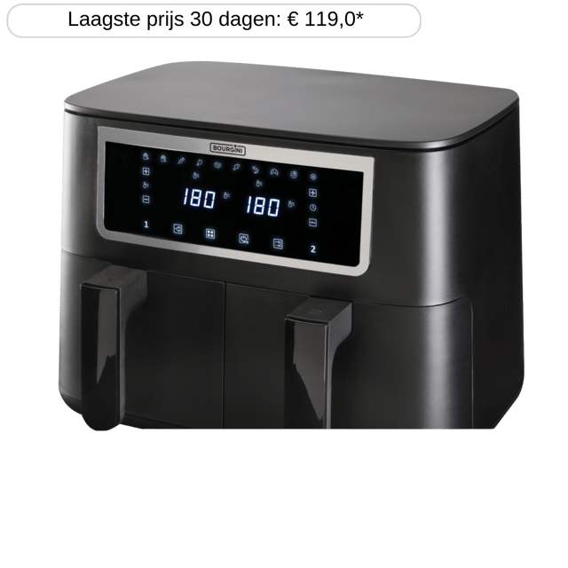 Bourgini Duo Health Fryer - Heteluchtfriteuse Zwart 8 L 2600 W Aantal Frituurmanden: 2