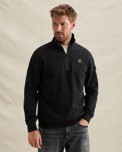 Sweatshirt with half-zip and badge