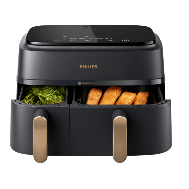 Philips Airfryer 3000-serie Dual Basket - Na352/00 Dubbele Mand 9 L Tot 6 Personen Heteluchtfriteuse Zwart