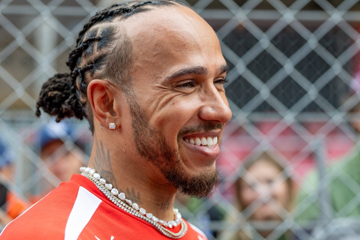 Lewis Hamilton smiling at the 2026 Monaco Grand Prix