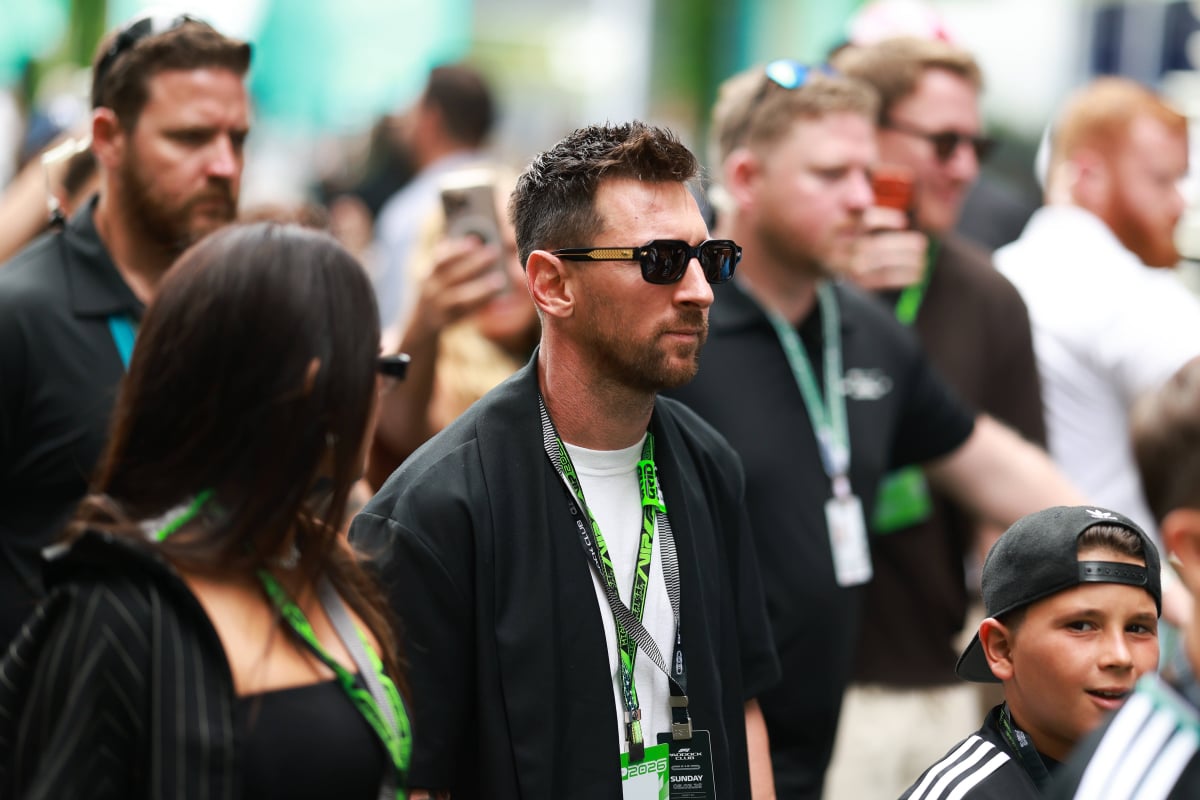 Lionel Messi in the paddock in Miami