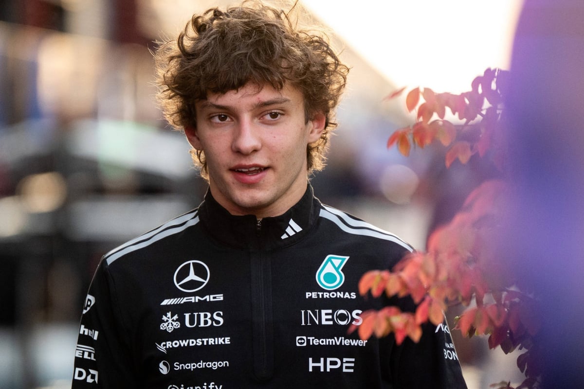 An image of Mercedes F1 star Kimi Antonelli in the paddock at the 2026 Hungarian Grand Prix