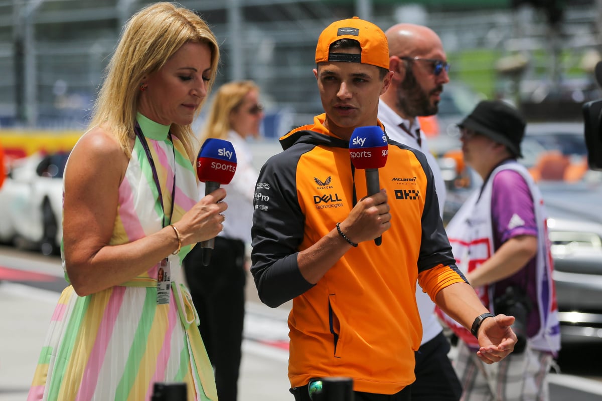 Sky presenter Rachel Brookes with Lando Norris in 2022