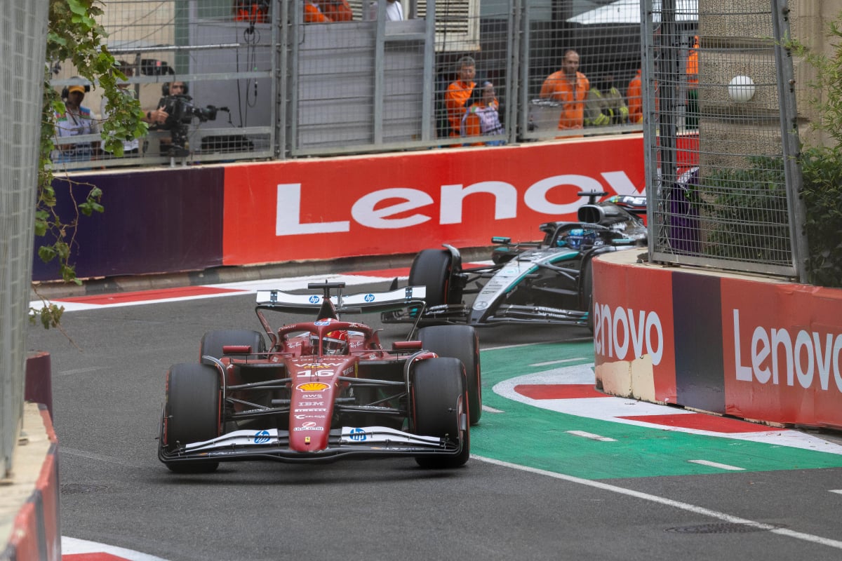 Leclerc during practice in Baku