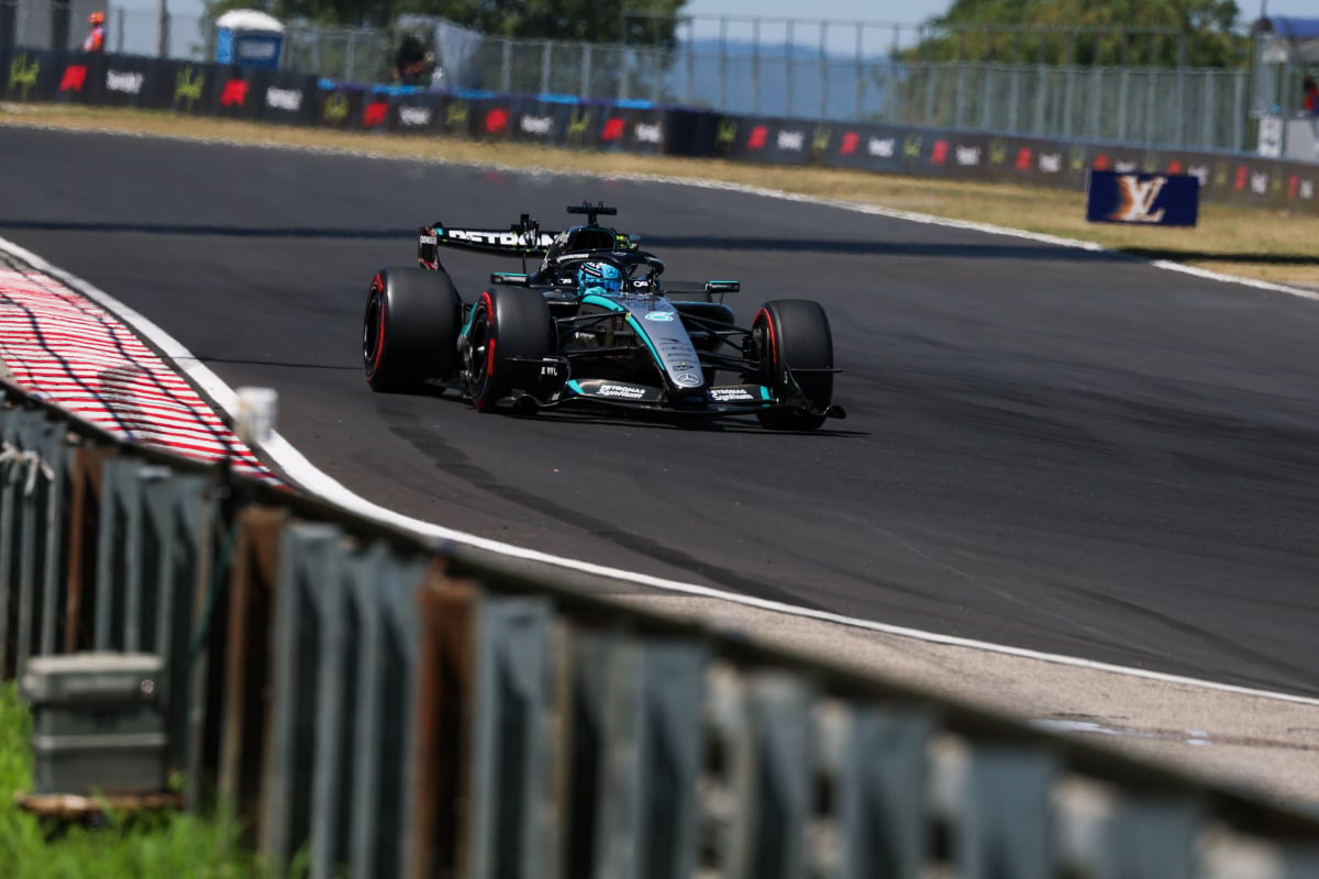 Russell during practice at the Hungaroring