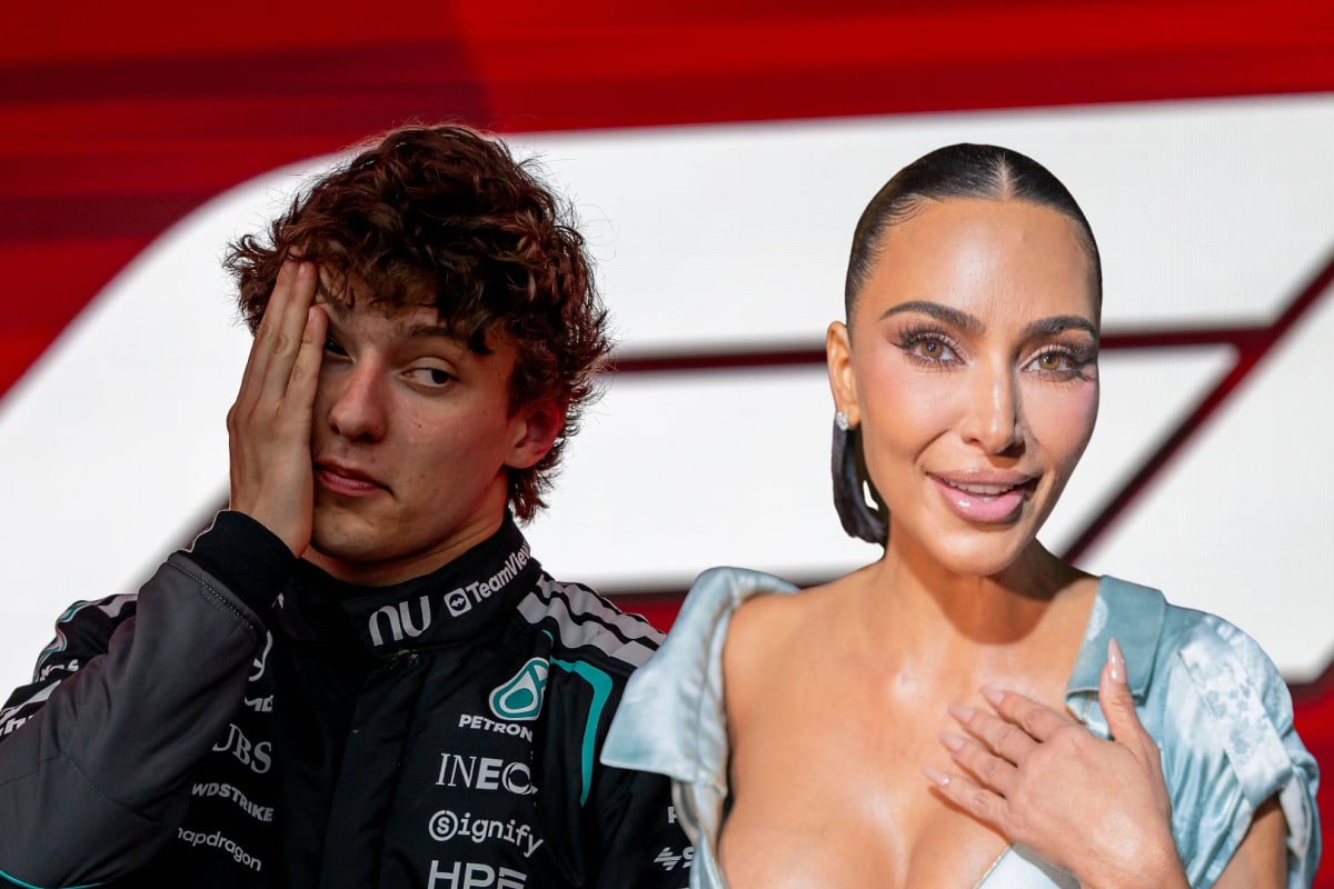 kim kardashian is pictured alongside Kimi Antonelli