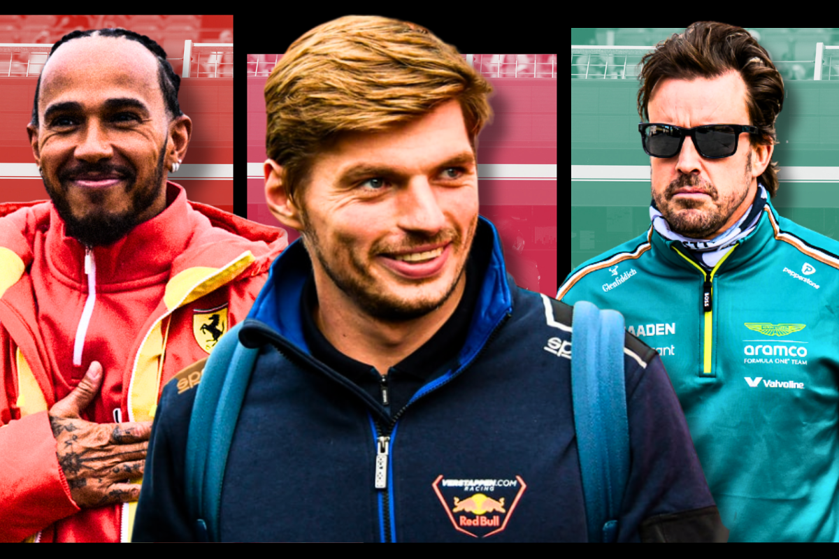 Max Verstappen, Lewis Hamilton and Fernando Alonso are pictured in a composite next to each other