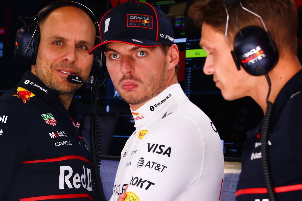 Lambiase stood next to Verstappen in the Red Bull garage