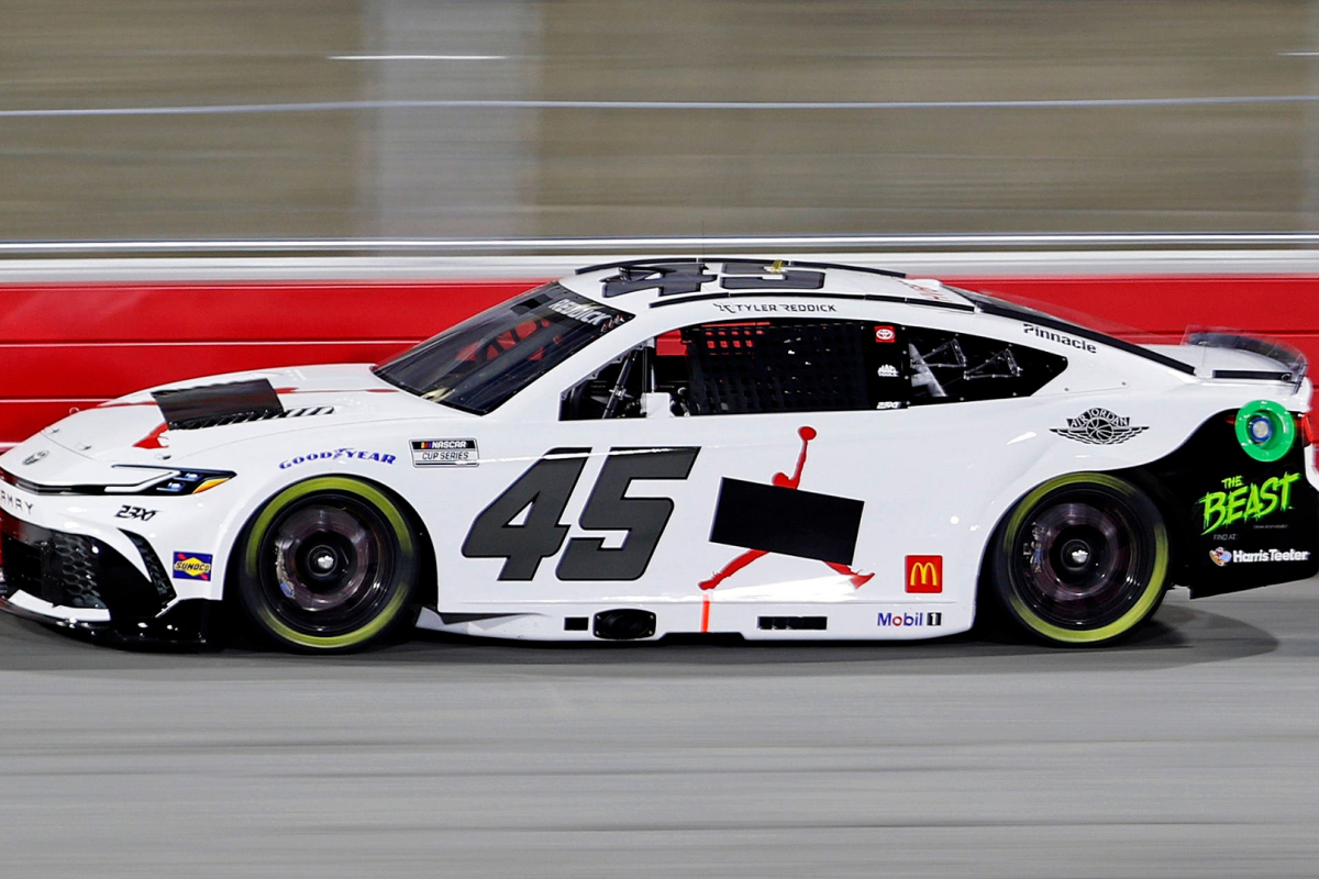 An image of Tyler Reddick driving at the 2025 NASCAR Clash