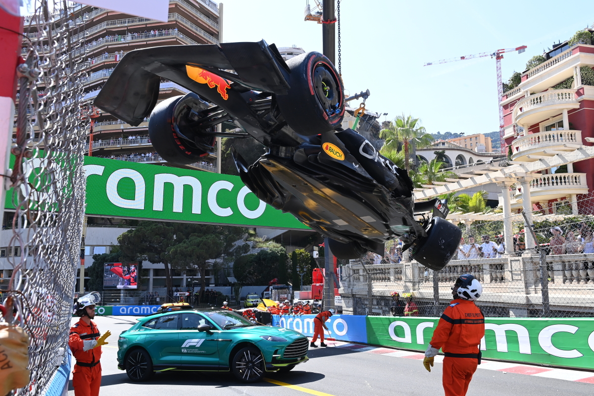 Sergio Perez OUT of Monaco qualifying after HUGE crash causes red flag