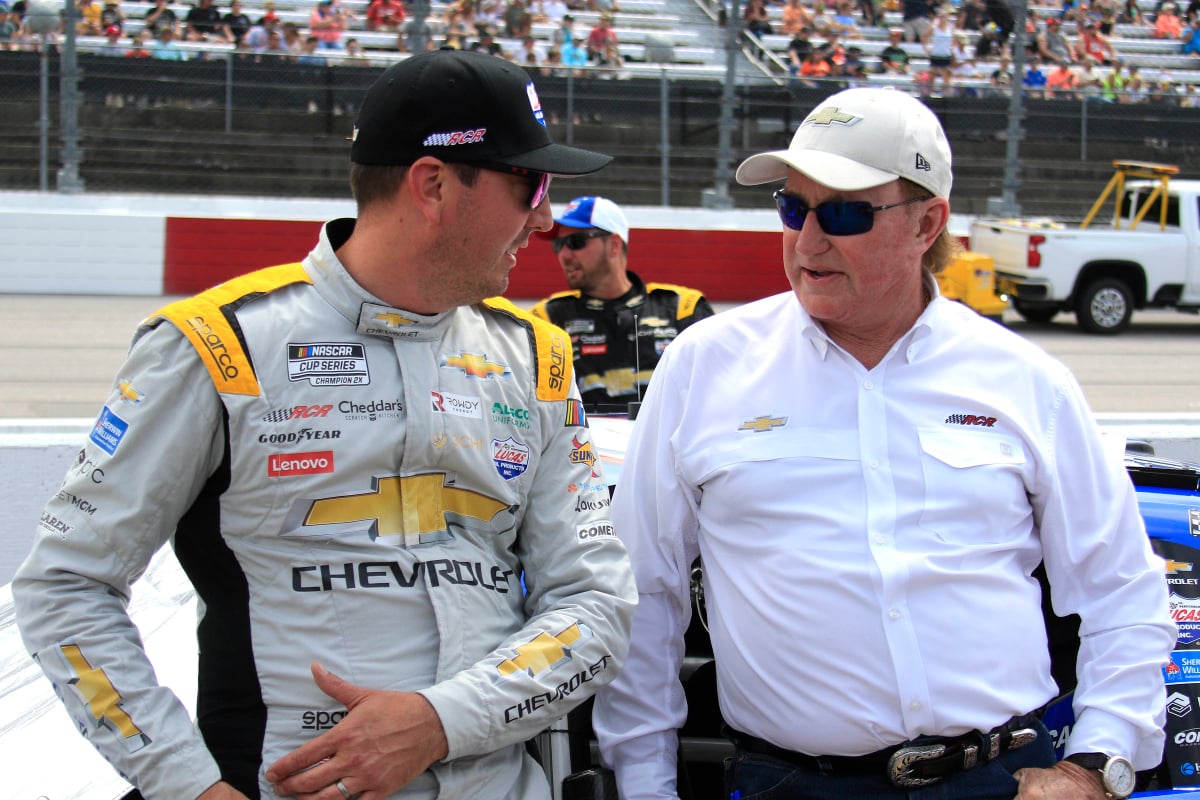An image of NASCAR team owner Richard Childress with Cup Series star Kyle Busch