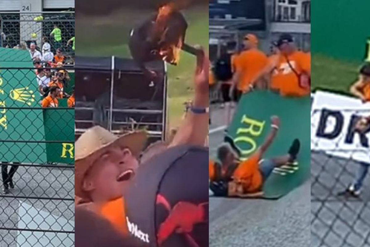 Oranje-fans stelen circuit-borden en steken Mercedes-pet in brand in Oostenrijk