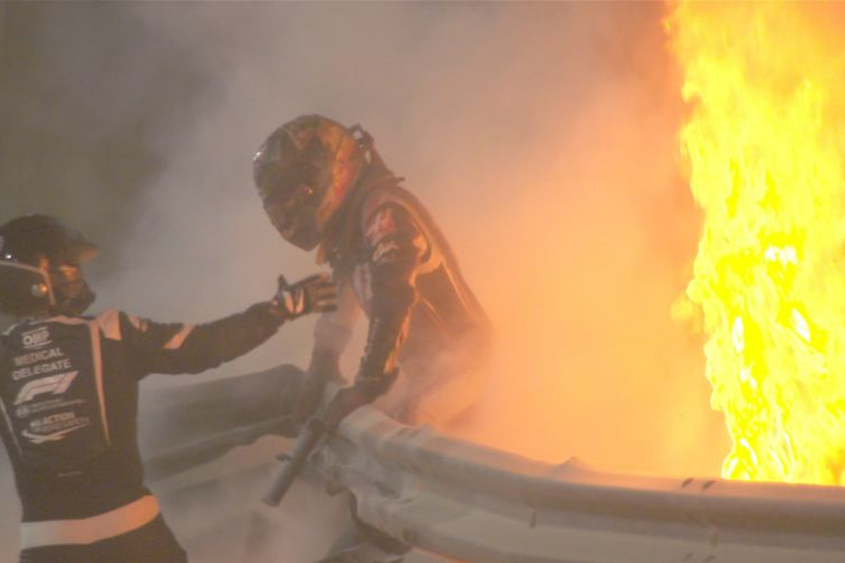 Grosjean miraculously survives horrific Bahrain GP lap one fireball crash
