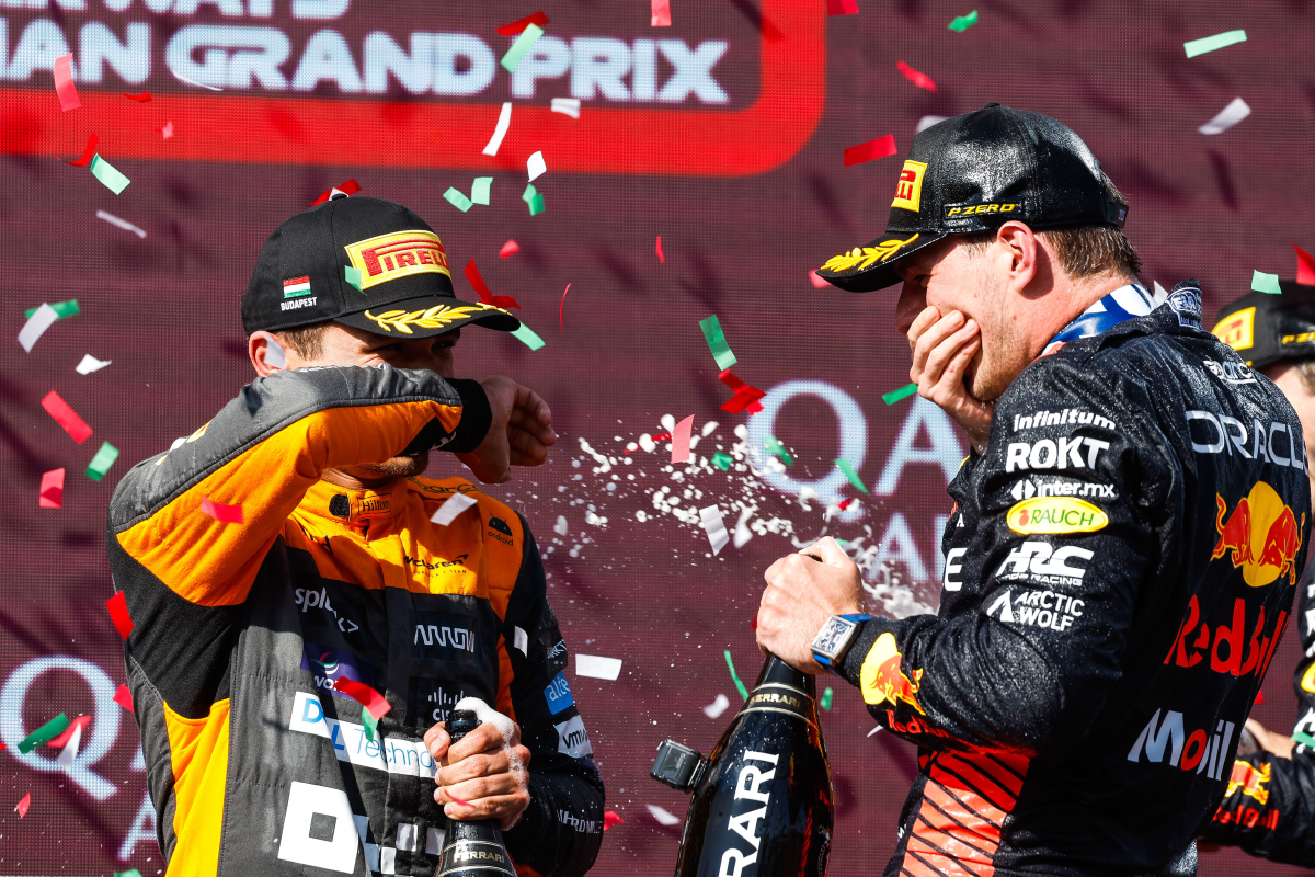 Race winner Charles Leclerc celebrate on the podium with the trophy, Formula  1 photos