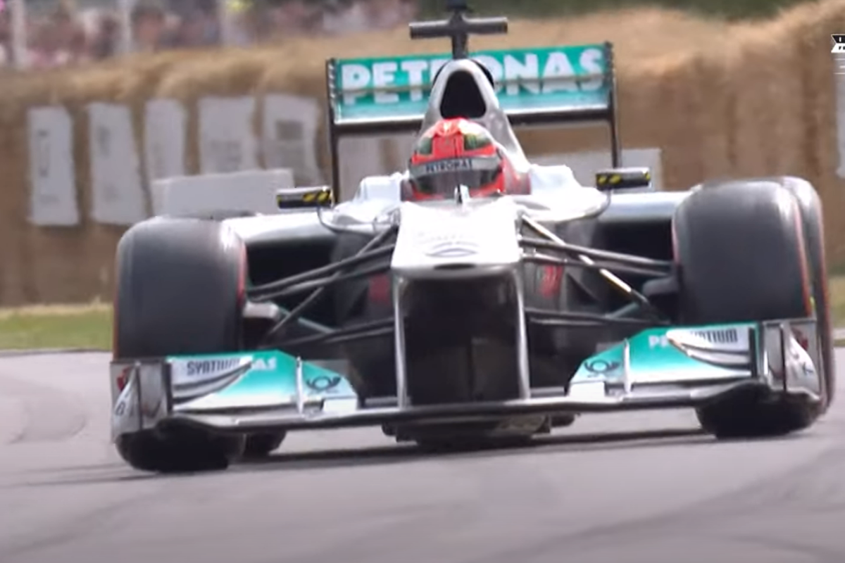 Schumacher makes HISTORIC drive in his father's iconic Mercedes F1 car