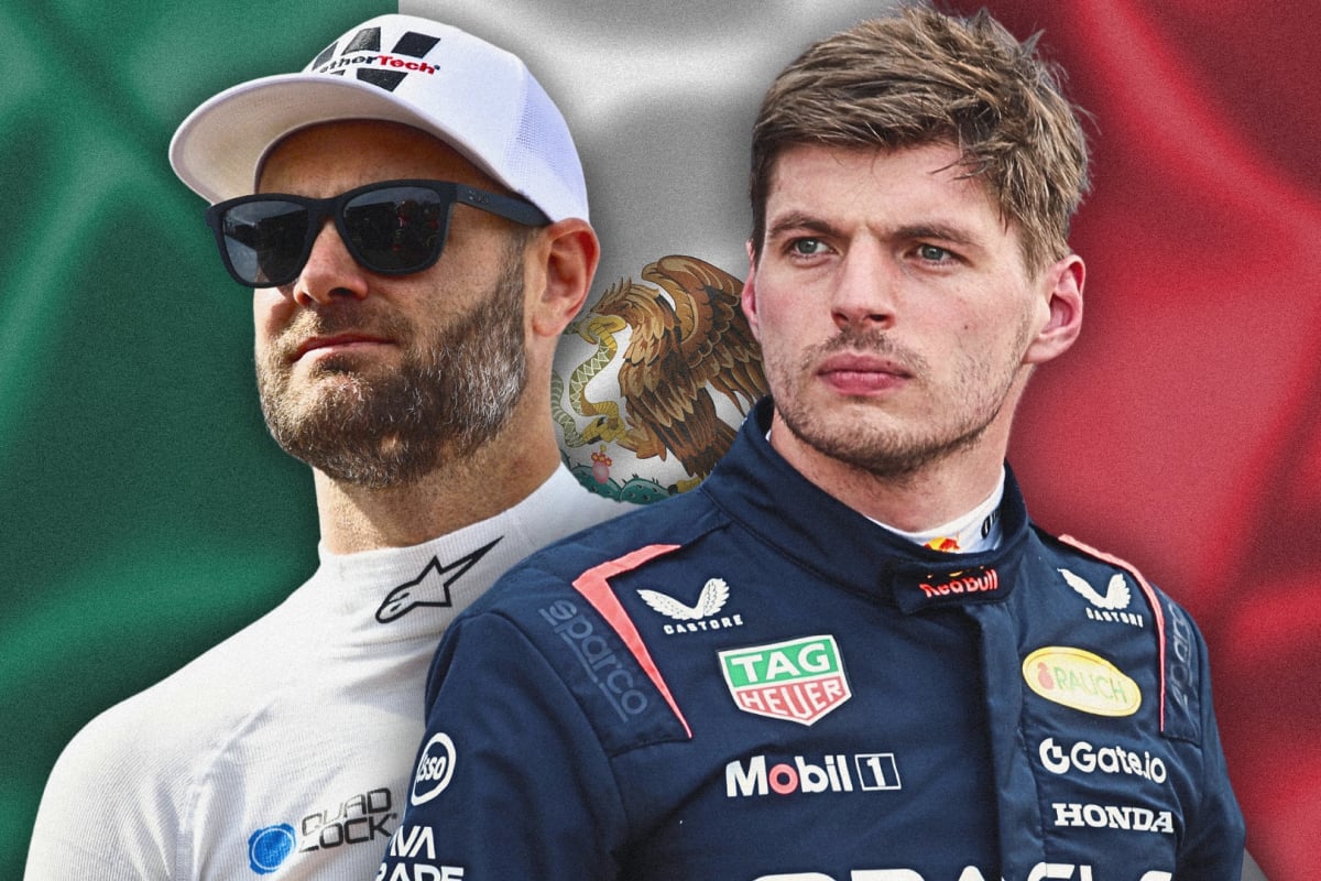 A composite image of NASCAR's Shane van Gisbergen and F1's Max Verstappen