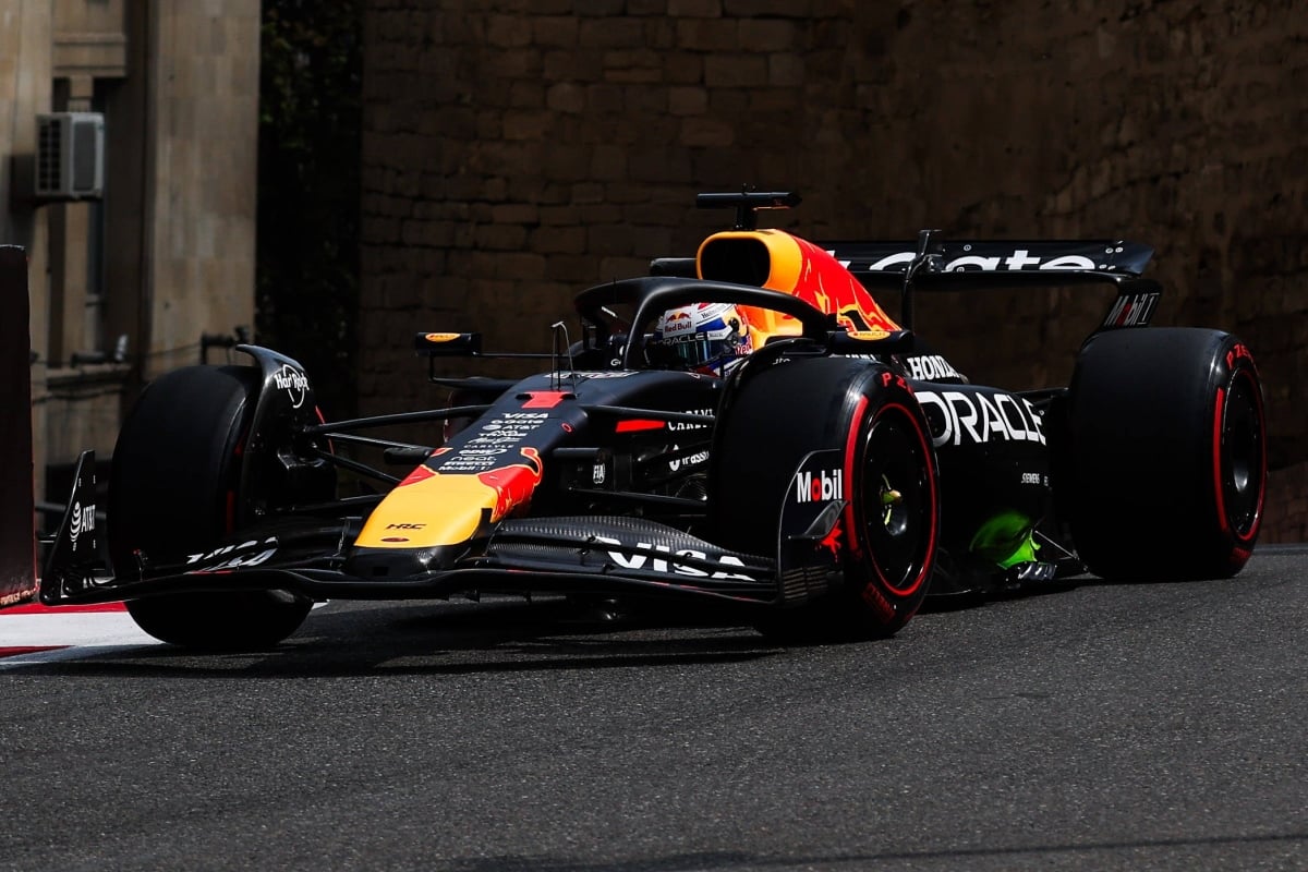 Verstappen during FP1 in Baku