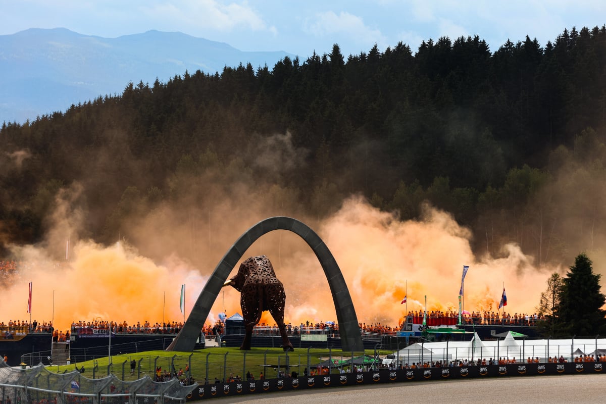 Smoke rises from the Red Bull Ring