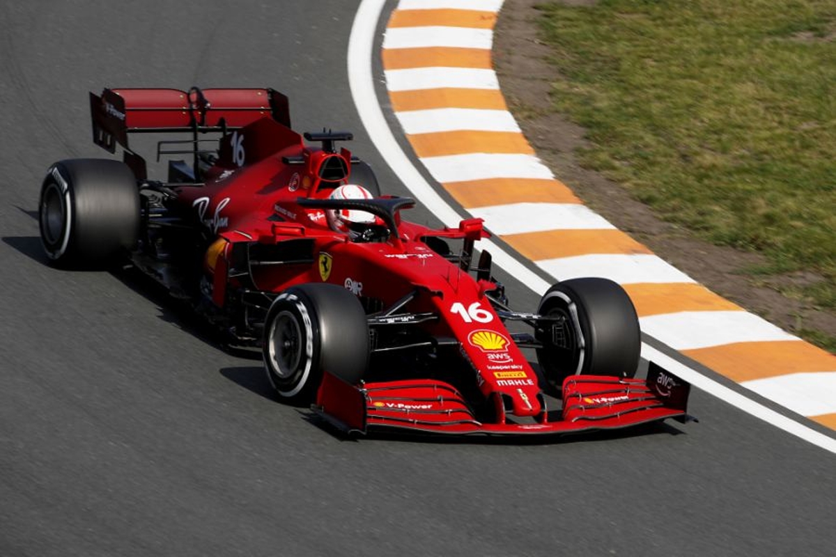 Leclerc in his Ferrari at Zandvoort