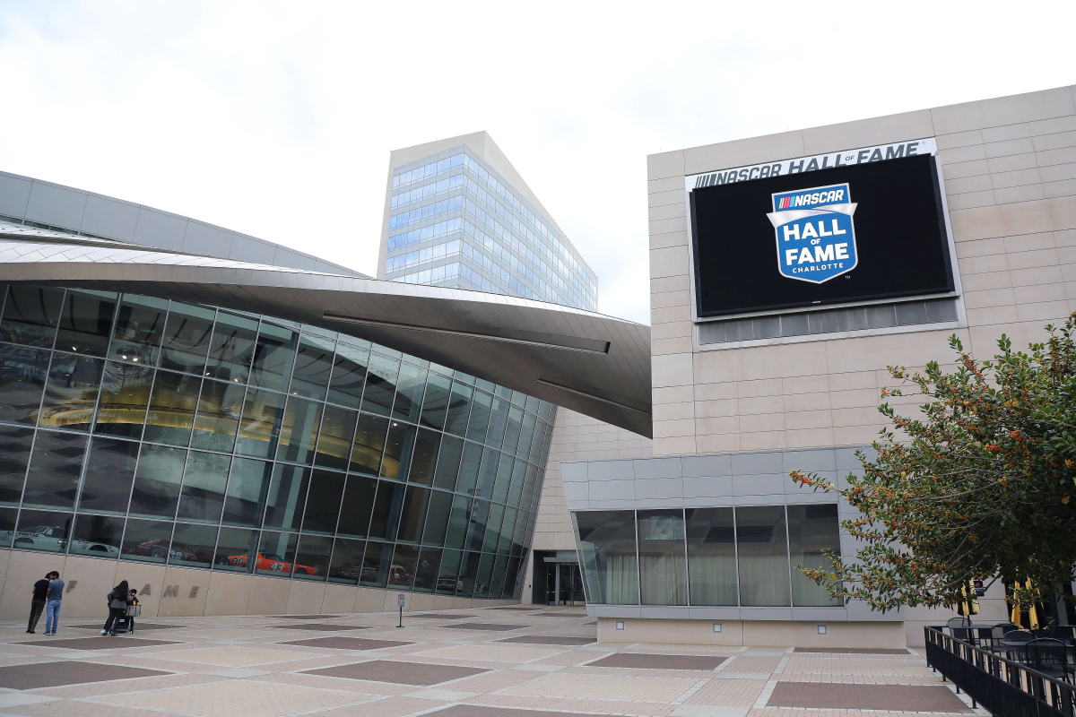 An image of the NASCAR Hall of Fame building