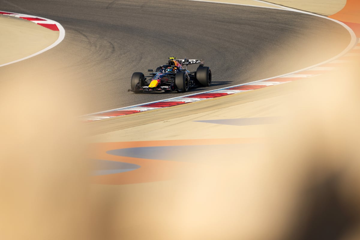 Hadjar during Test Day 1 in Bahrain Test 2