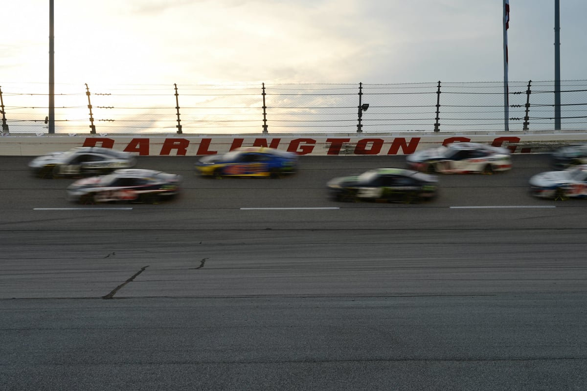 NASCAR Cup Series drivers racing at the Darlington Raceway