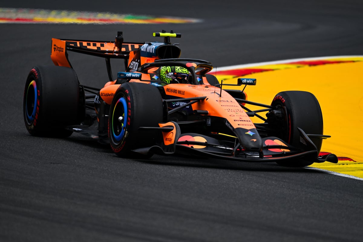 Norris during FP1 at Spa-Francorchamps