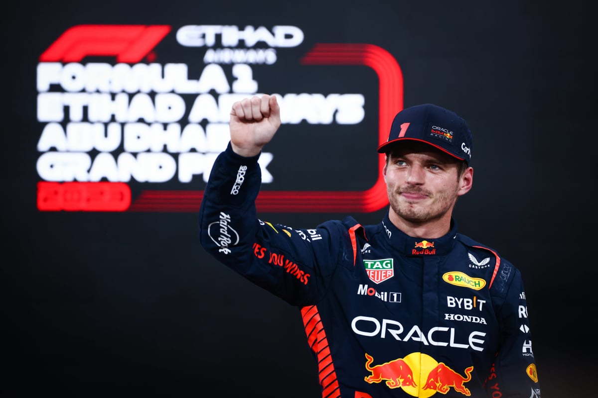 Max Verstappen celebrates winning the Abu Dhabi Grand Prix