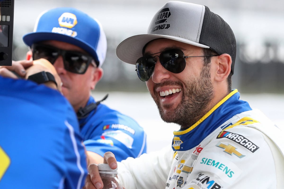 An image of NASCAR driver Chase Elliott smiling