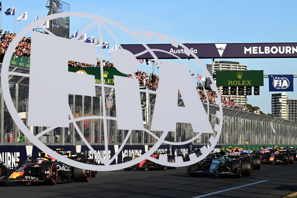 An FIA logo is shown in front of an Australian Grand Prix start