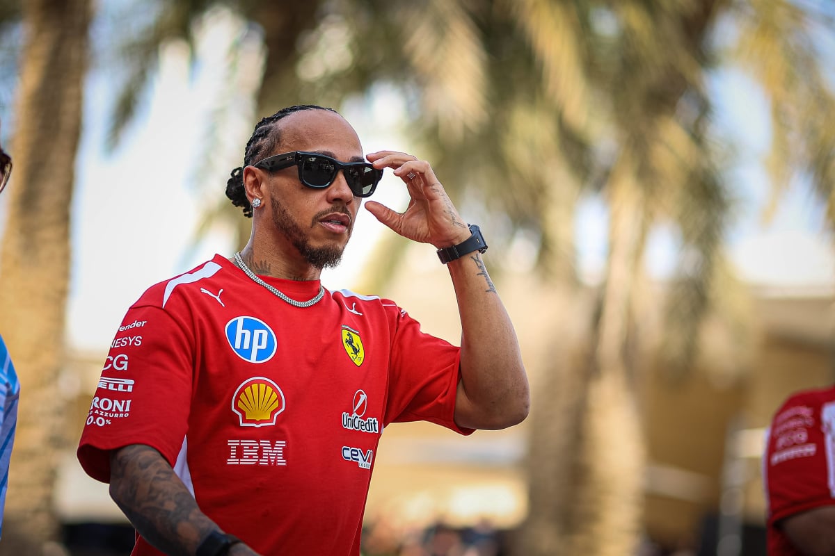 Lewis Hamilton during F1 testing in Bahrain