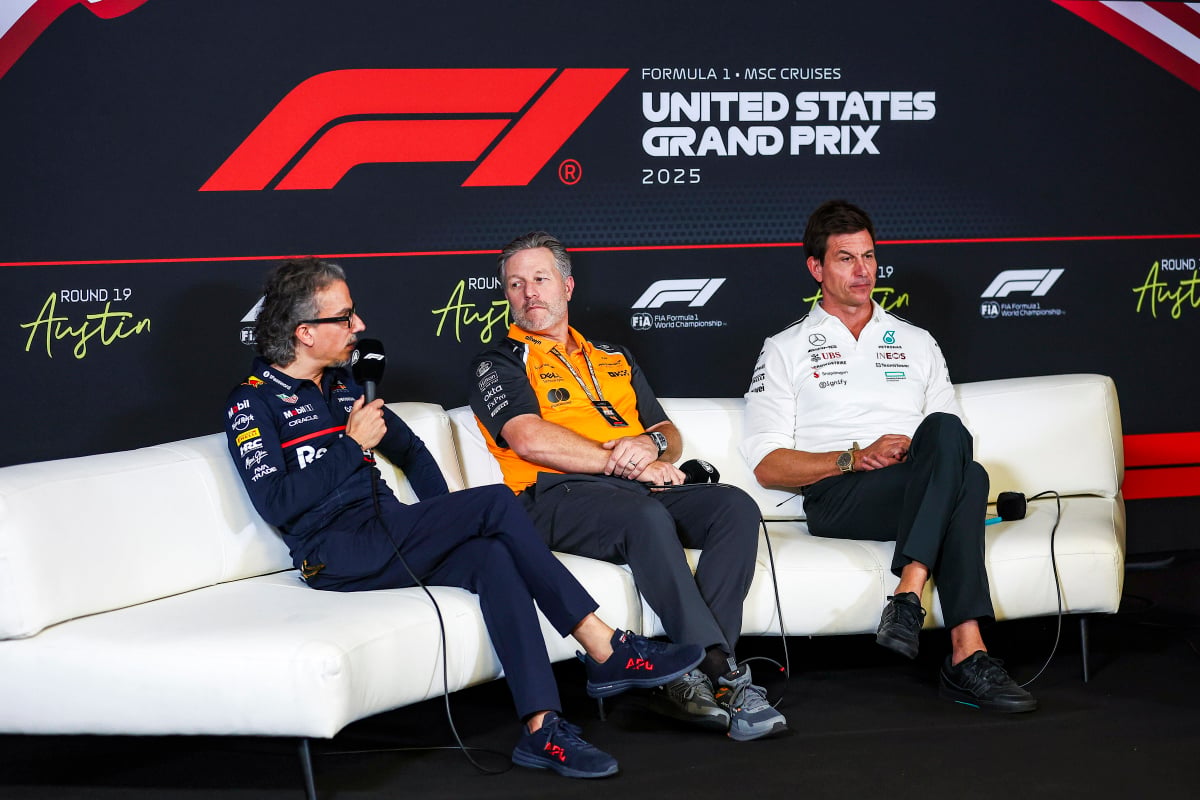 Laurent Mekies, Zak Brown, Toto Wolff, generic, 2025