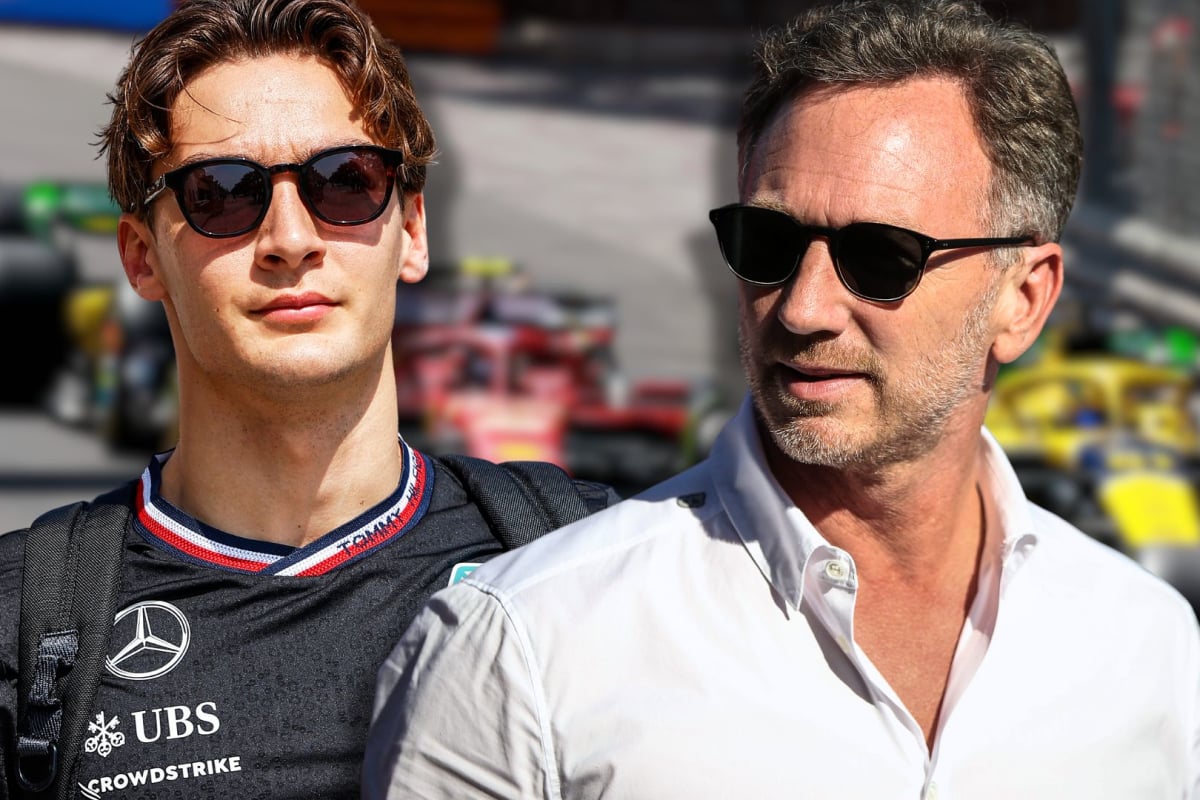 George Russell, Christian Horner, Social, 2024