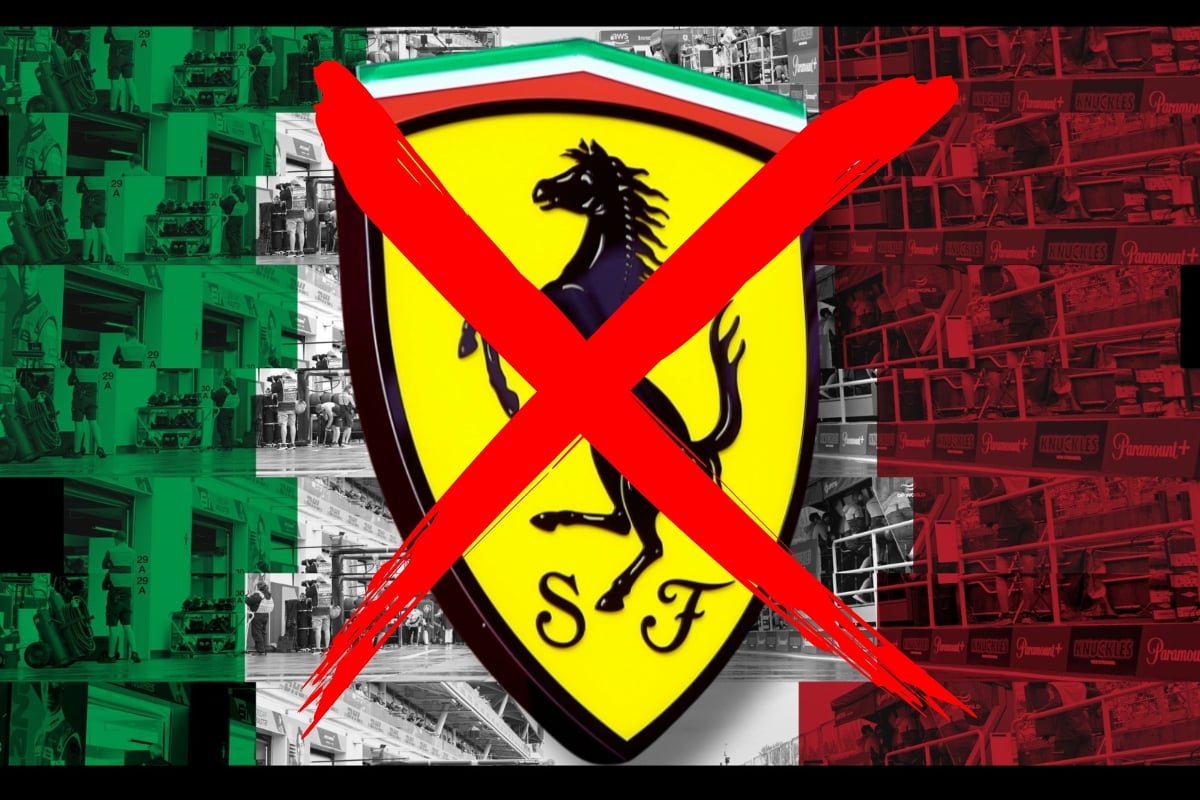 Cross through Ferrari logo