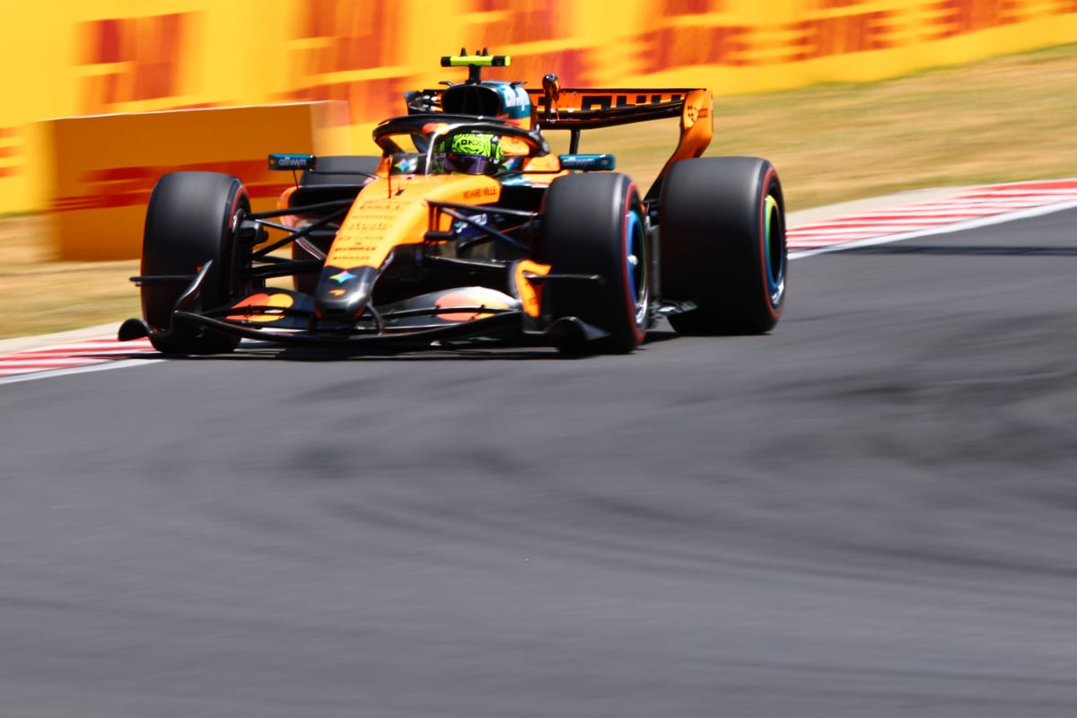 Norris during practice at the Hungaroring