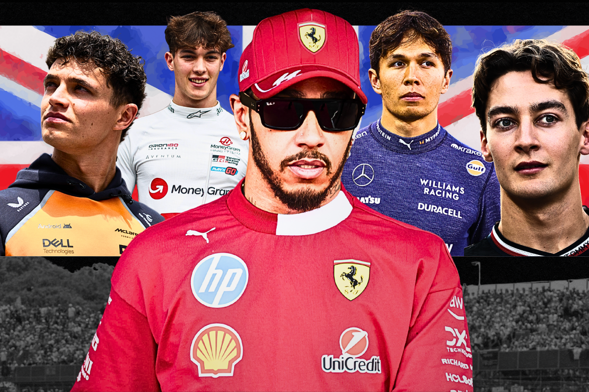 british gp, silverstone, lewis hamilton, lando norris, alex albon, george russell, ollie bearman, graphic