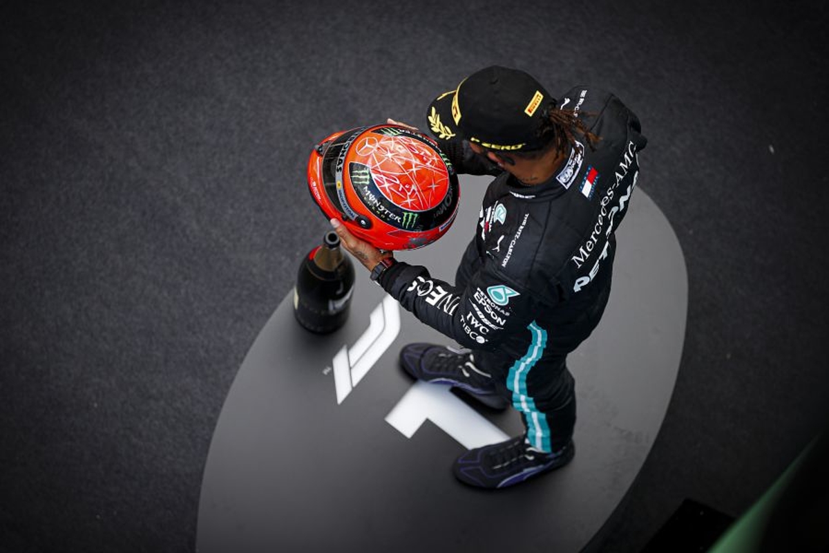 Michael Schumacher helmet tribute handed to "incredibly honoured" Hamilton