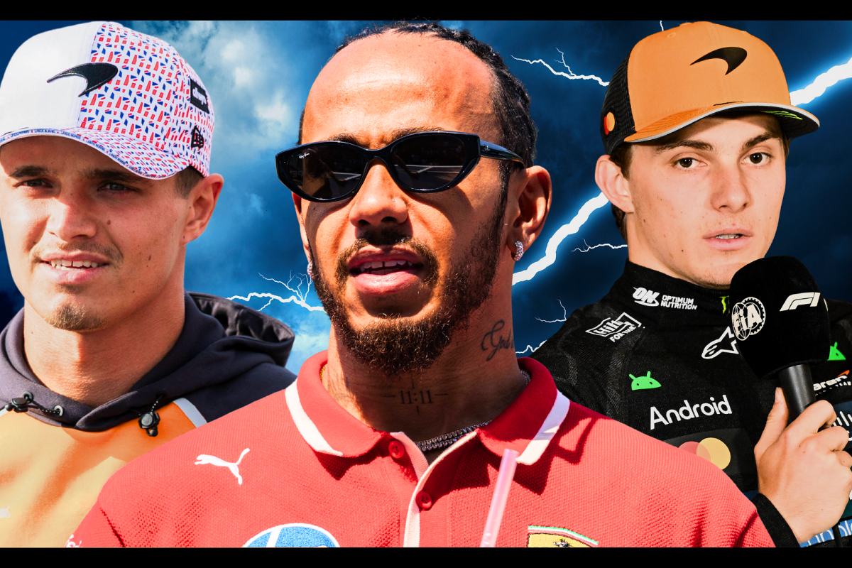 Oscar Piastri, Lewis Hamilton, Lando Norris are cropped together in an image