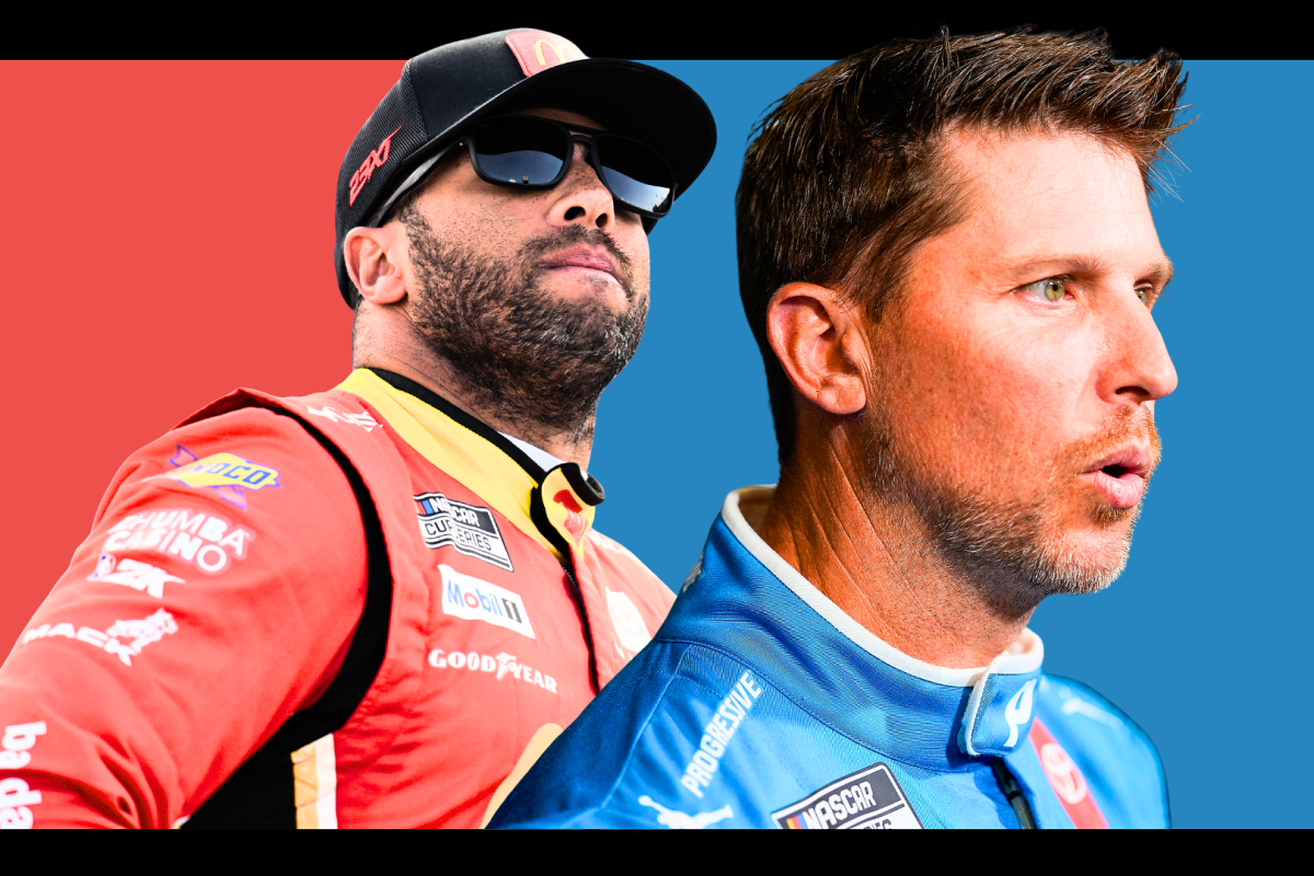 A composite image of 23XI driver Bubba Wallace and owner Denny Hamlin