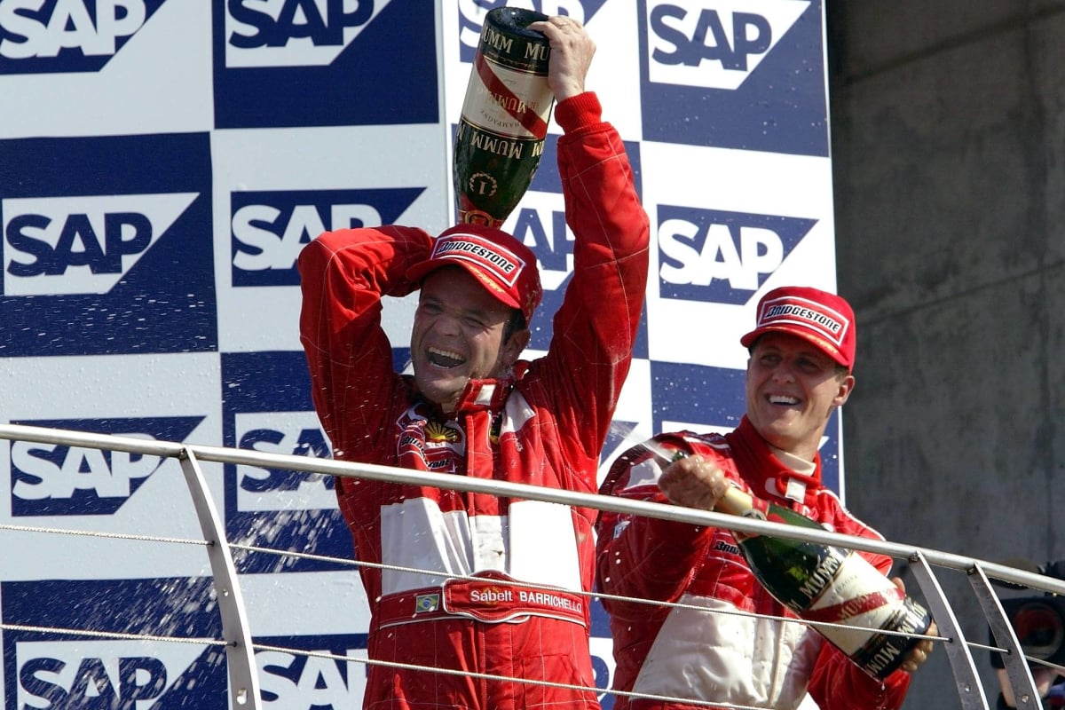 Michael Schumacher and Rubens Barrichello at 2002 USA Grand Prix