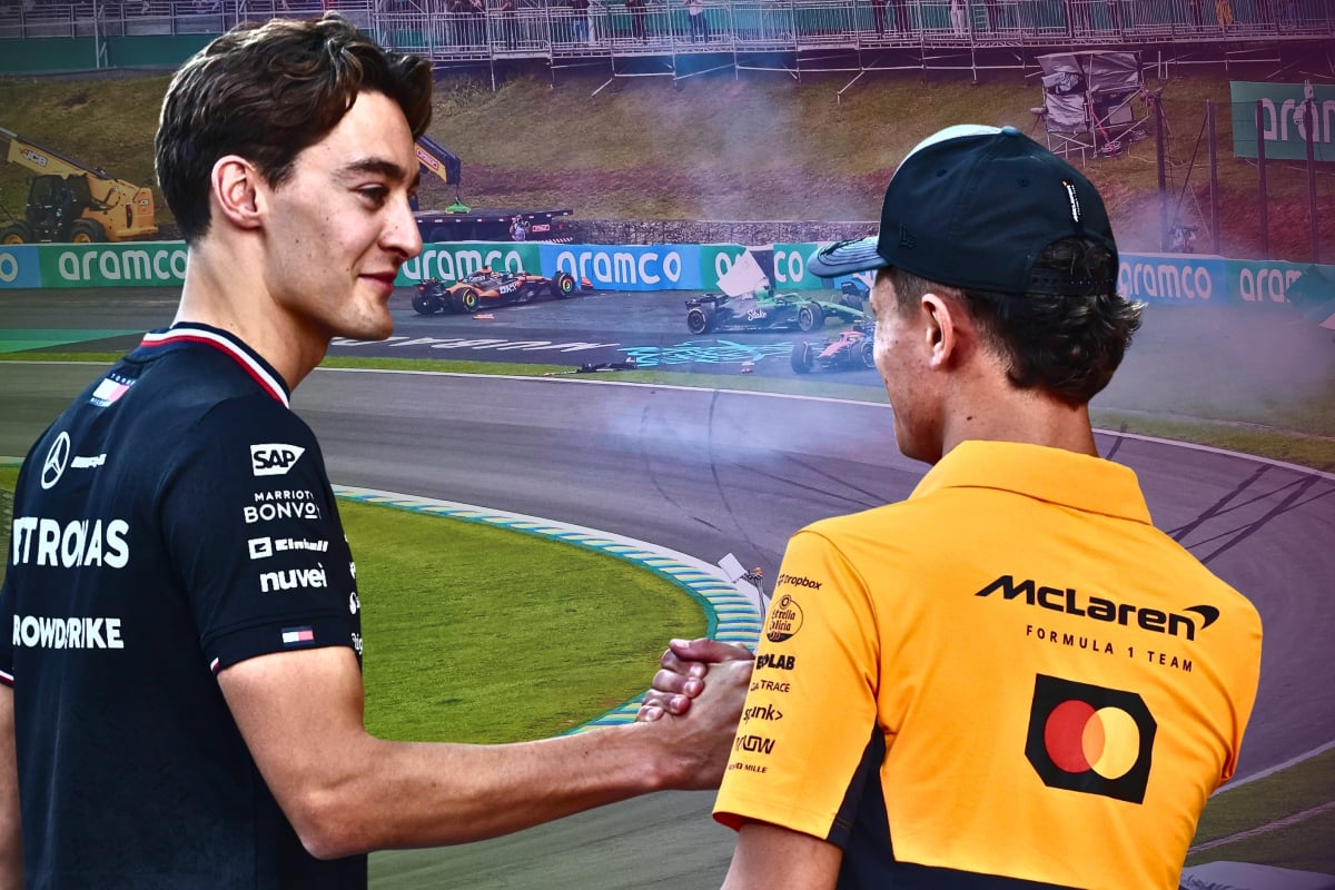 Russell and Norris react to Piastri crash at Interlagos