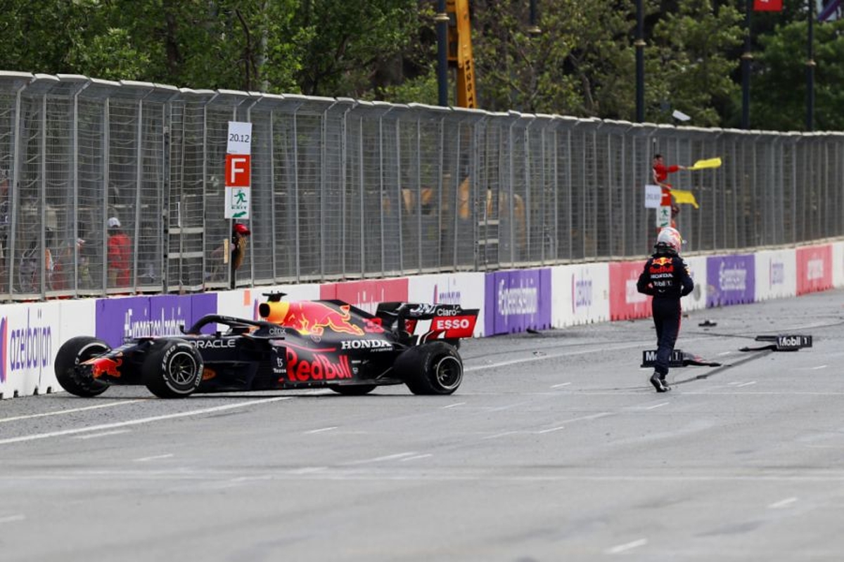 Verstappen kicks out at tyre after failure costs Baku victory