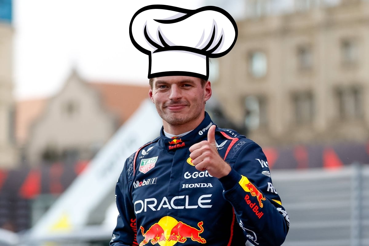Verstappen with a cooking hat on
