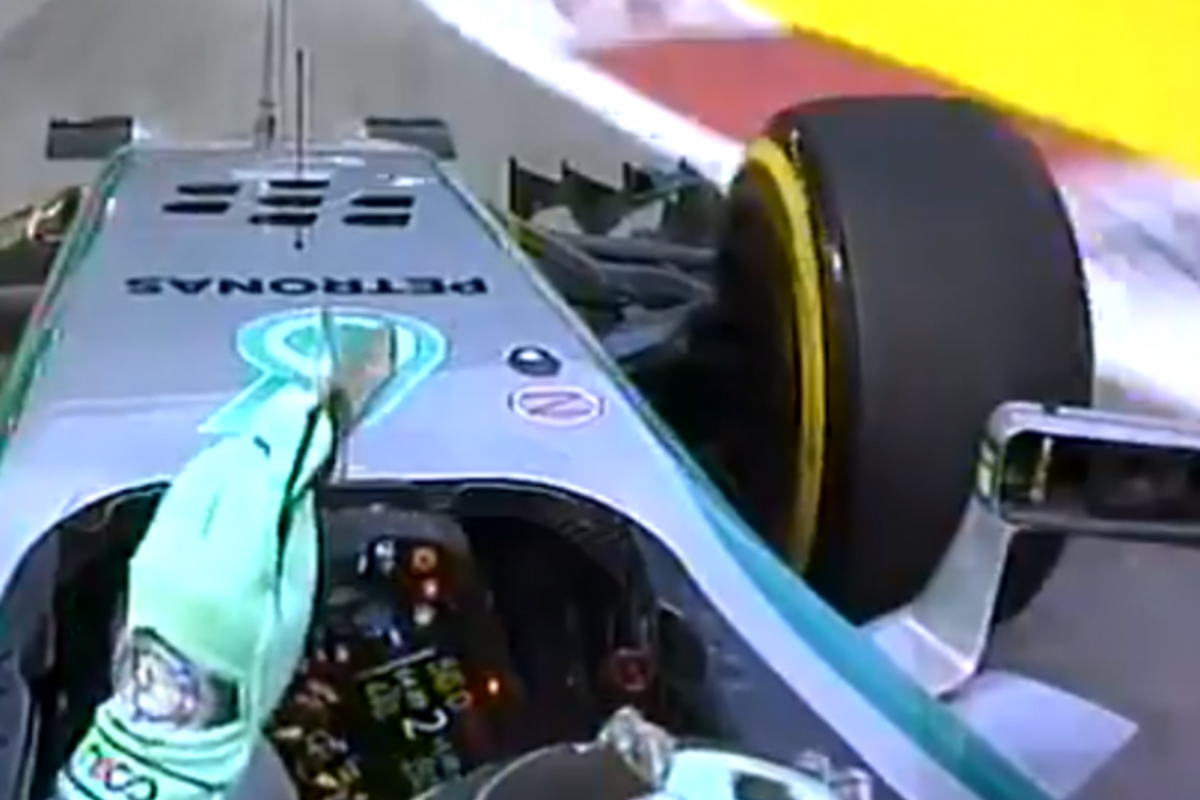 VIDEO: Frustrated Rosberg discards loose mirror