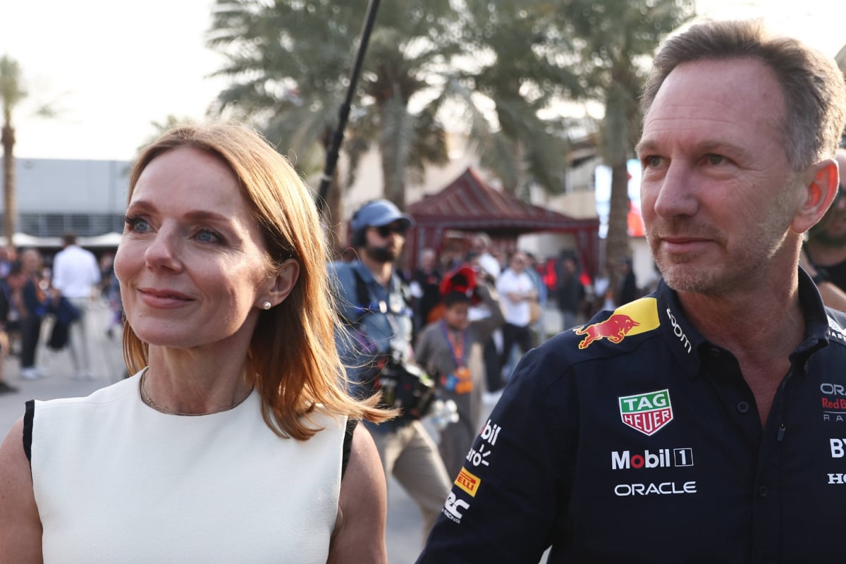 Geri Halliwell-Horner and husband Christian Horner in F1 Bahrain paddock 2024