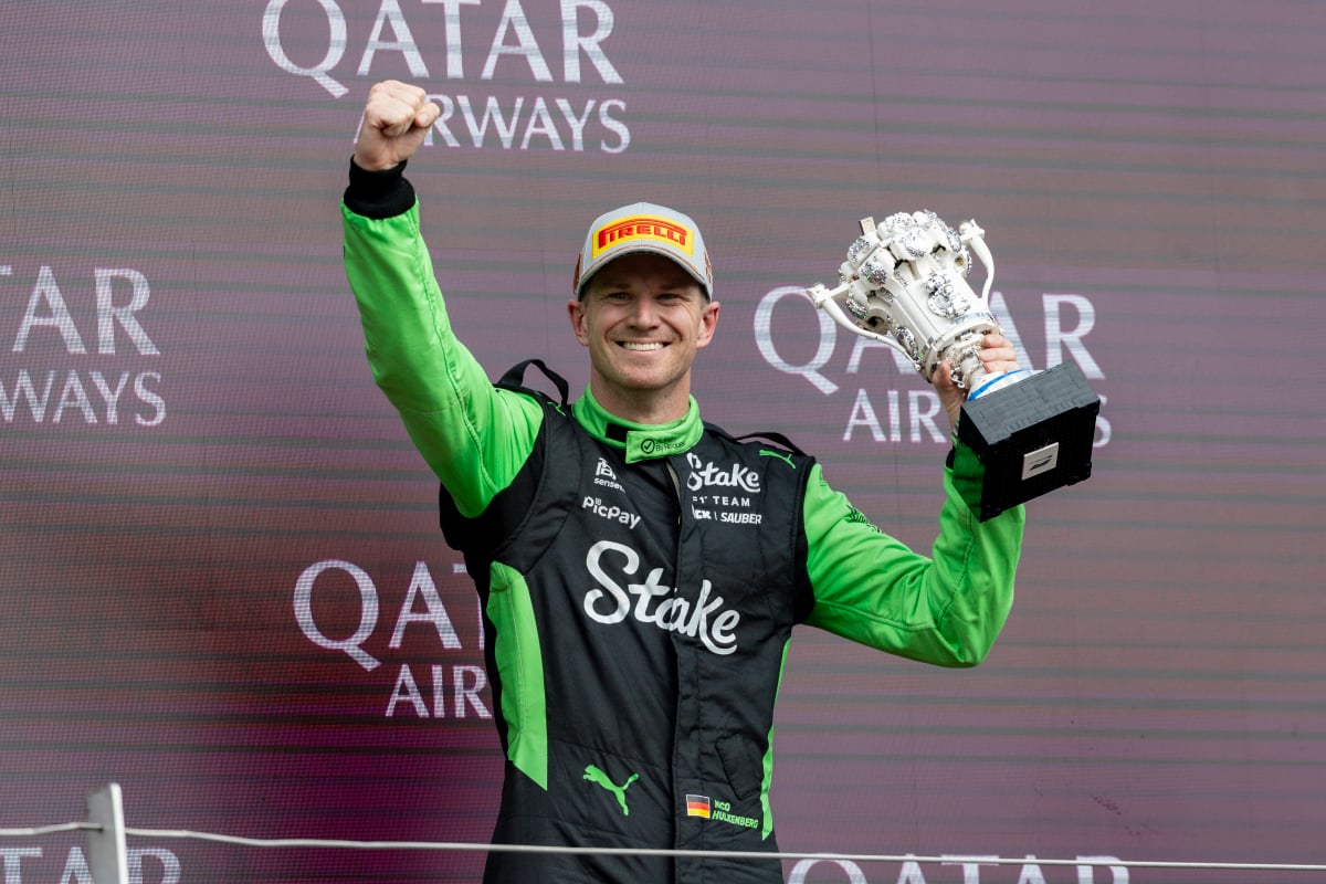 Hulkenberg on the podium at Silverstone