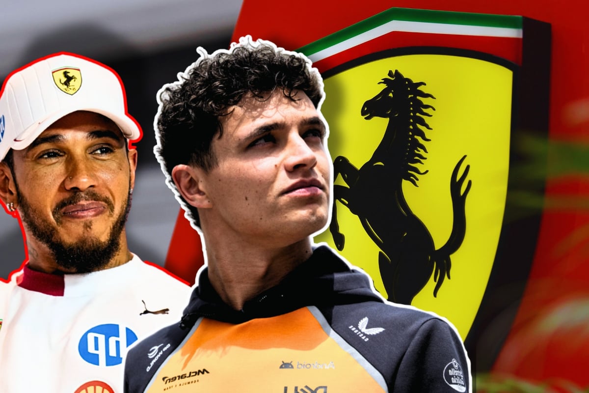 Lando Norris swaps out McLaren for 'Lewis Hamilton Ferrari tribute'