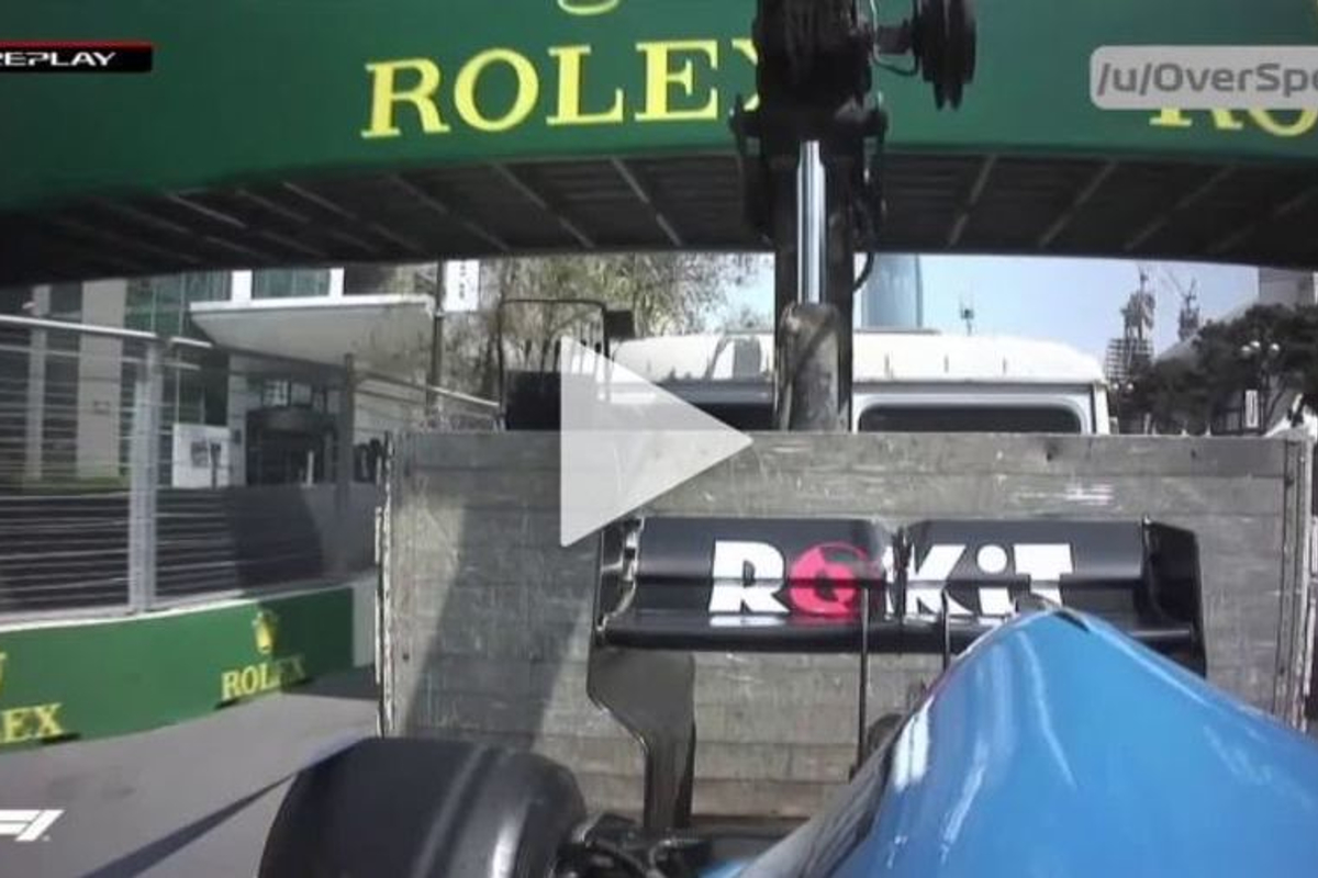 VIDEO: Truck carrying Russell's Williams hits bridge!