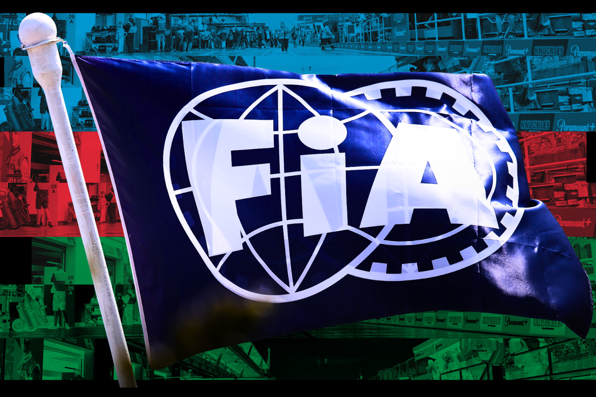 The FIA flag waves with an Azerbaijan background